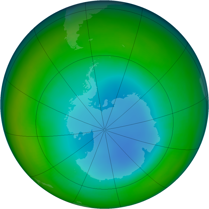 Antarctic ozone map for July 2001